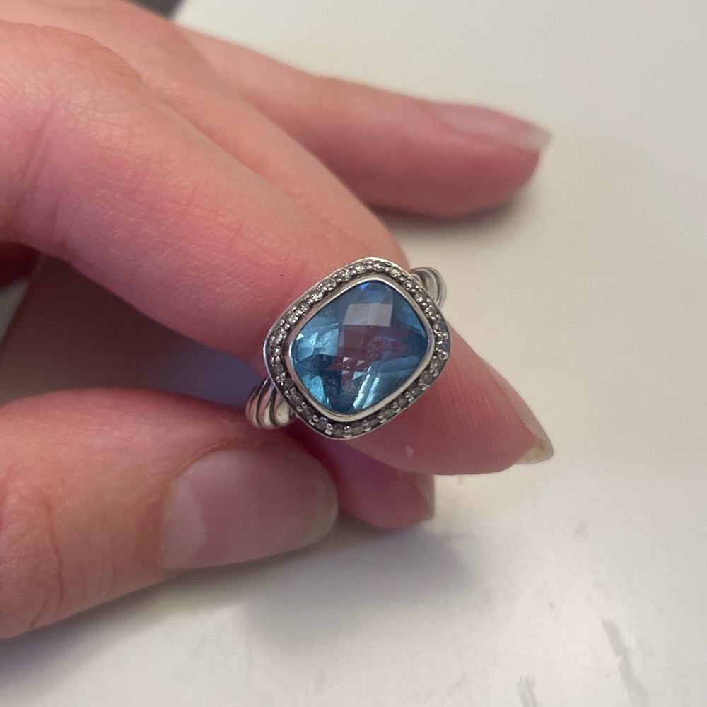 David Yurman Blue Topaz Noblese Ring